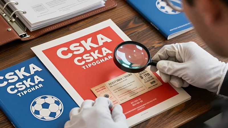 Коллекционер в белых перчатках изучает редкие билеты и программы ЦСКА для оценки ценности